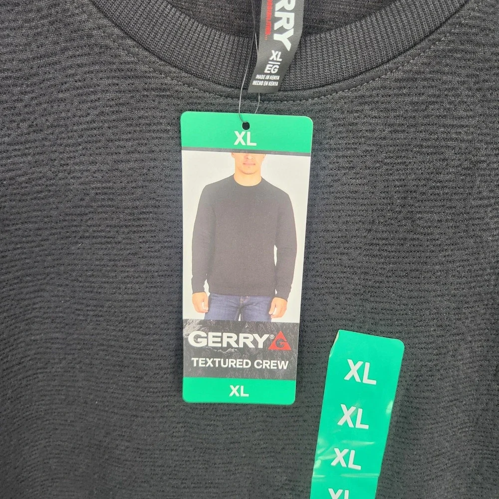 Gerry Men Black Textured Crew Neck Sweatshirt XL Long Sleeve 1900993 NWT